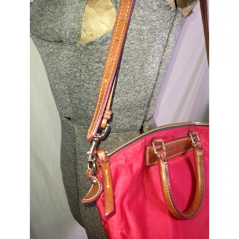VTG Y2k‎ Dooney & Bourke Satchel Purse Handbag Red Leather Florentine Nylon